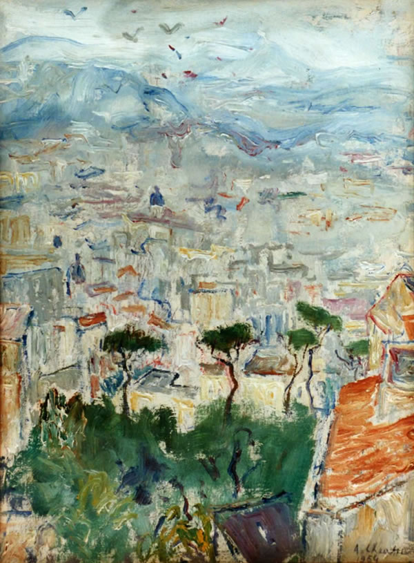 Paesaggio di Napoli dallo studio,1954, olio, Napoli, collezione Tordela